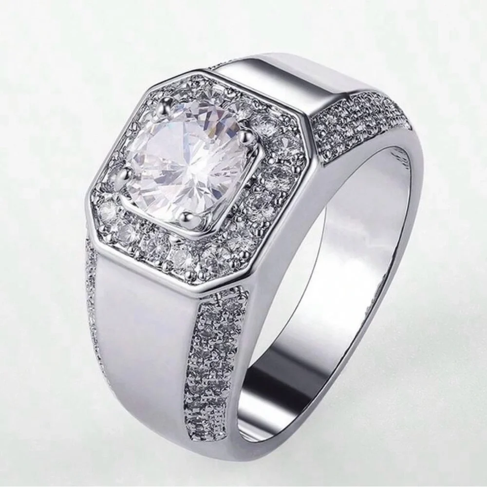 Men’s White Gold Filled Wedding Ring